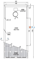 Physical diagram of Monocrystalline PV module range from 70 to 90W